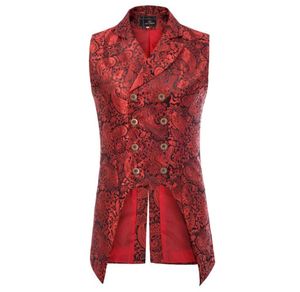 Heren rokkostuumvest jacquard smokingvest met dubbele rij knopen jas jas tops1053161