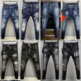 jeans Dsquared para hombre DSQ2 negro Hip Hop Rock Moto COOLGUY JEANS Diseño Ripped Distressed Denim Biker DSQ para hombres 881 diseñador d2 pantalones bordados top jeans morados de lujo