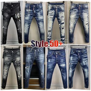 Hommes Dsquare Jeans Dsq2 Noir Hip Hop Rock Moto Coolguy Jeans Design Ripped Distressed Denim Biker Dsq pour hommes Designer D2 Pantalon de broderie Top Jeans Luxe