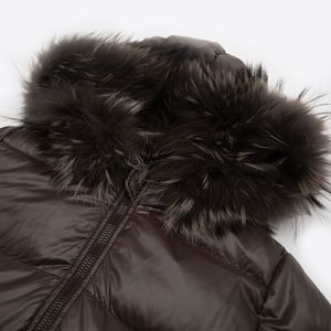 Chaquetas de plumón de pato para hombre Abrigo de invierno con cuello de piel Parkas largas Ropa de abrigo marrón