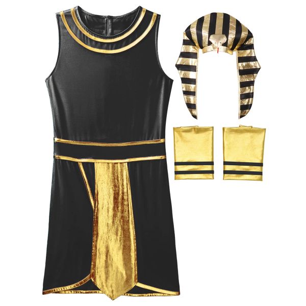 Hommes de costumes pharaon égyptiens ensembles de l'Egypte ancienne pharaon toga dieu tenues halloween cosplay déguisé avec des accessoires
