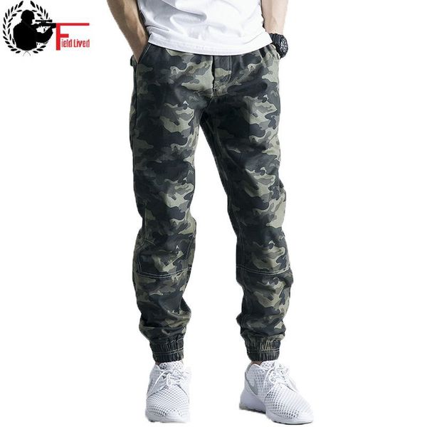 Mens elástico cintura cordón lápiz harem pantalones camuflaje moda streetwear jogger pantalones sueltos camo masculino pantalón 210518