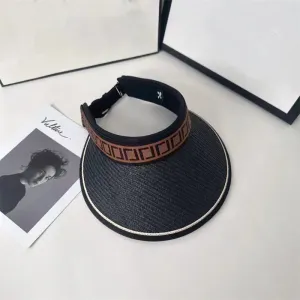 Hommes Vide Top Cap Femme Luxe Visière Chapeau Designer Chapeau De Paille Double Lettres Herbe Tresse Été Plage Chapeau Raphia Hommes F Caps Casquette Visières 236293D