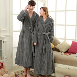 Hommes Extra Long épais chaud hiver peignoir soie doux gaufre flanelle Robe de bain hommes Kimono Robes à manches longues mâle Robe de chambre