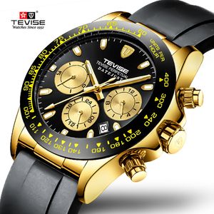 Mens modemerk Tevise Watch Automatisch mechanisch horloge mannelijke siliconen multifunctionele sportklok relogio masculino