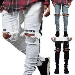 Mens Mode Kleding Slanke Fit Jeans Skinny Denim Distressed Stretchy Pants Man Broek S-3XL Ripped for Men 2021 Heren