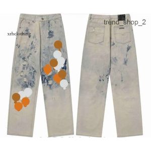 herenmode designer jeans dames Designer Make Old Washed Chrome Rechte broek Prints Lange stijl harten paarse jeans VRWX