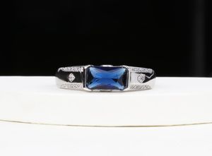 Mens Fashion Gift Sieraden Witgoud gevulde Sapphire CZ Zircon Wedding Band Finger Ring Nieuwjaar Gift SZ81359734712801081