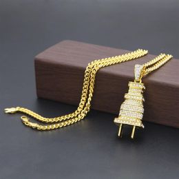 Collier Hip Hop pour hommes, chaîne à maillons cubains en or, pendentif avec prise glacée, colliers pour hommes 250U