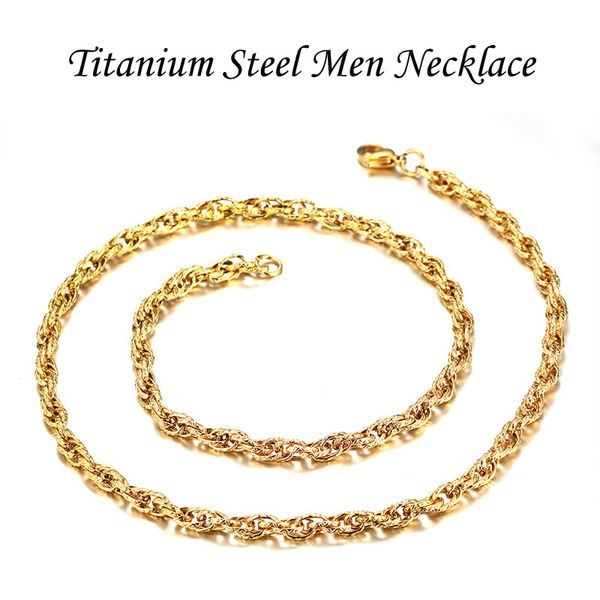 Collier de bijoux de mode masculine joyas en acier titane authentique 18k plaqué double o en forme de chaînes de chaînes