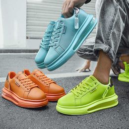 Heren Mode Lederen Sneakers Casual Board Trainers Man Comfortabele Loopschoenen met Luchtkussen