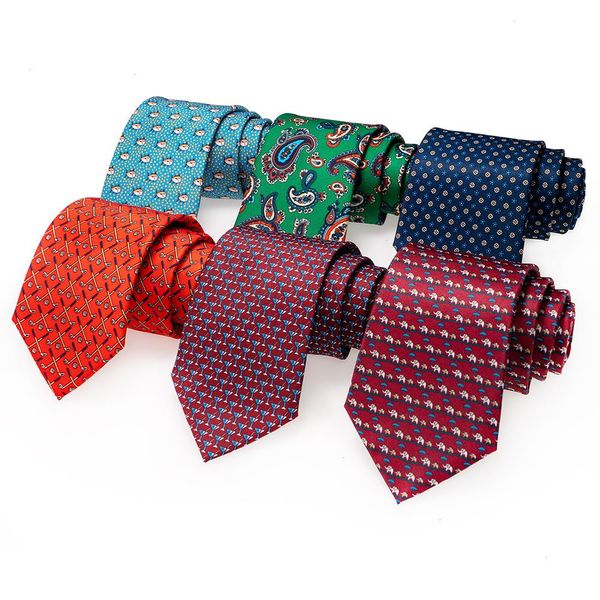 Corbata con estampado de moda para hombre, corbata de seda hecha a mano de 8cm, cuello geométrico Floral de Paisley para fiesta de negocios y boda