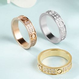 anillo de moda para hombre anillos de lujo amor Rng oro Diamante tornillo acero inoxidable Titanio circón joyas regalos para mujer diseñador Accesorios al por mayor 4-6 mm tamaño 5-11