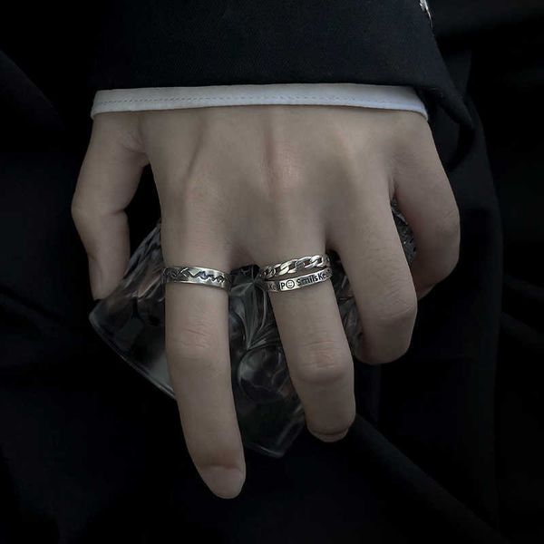Anillo de moda para hombre, anillo único para estudiantes de hip hop, apertura del dedo índice, anillo ajustable con personalidad para niños y mujeres
