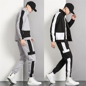 Mens Fashion Tracksuits 2020 Gloednieuwe Sportswear Men Hoodie en Pant Sweatsuits Male Streetwear Patchwork Hip Hop Tracksuit Set LJ201126