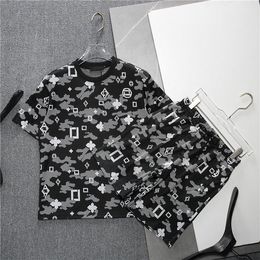 Mens Fashion Tracksuits Summer T Shirts + Shorts Clothing Sets With Letters Casual Streetwear Pakken Men Breathable Tees Pants