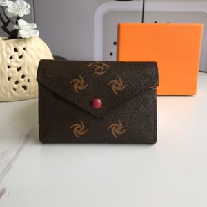 portefeuille de mode masculine Rosalie portefeuille portefeuille Luxury Coin Pouche Cosmetic Bag Cas de vache Doublage de vaches d'origine Clip Classic Cermle Money Clip Brown Flowers Brown Flowers