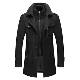 Moda para hombre Chaquetas cálidas de otoño e invierno Trench Herrenmantel Coat para hombres Abrigos a prueba de viento con cuello doble 240117