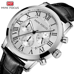 Mens Fashion Watch gloed in de donkere waterdichte lederen band Casual Mens Watch 38mm