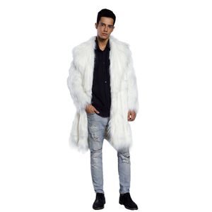 Abrigos de piel sintética para hombre Chaqueta de piel para hombre Negro Blanco XXL Abrigo falso grueso Chaqueta larga para hombre Abrigos de piel sintética para