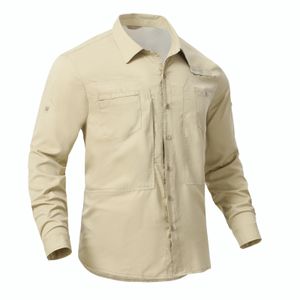 Heren Vissen Shirts Casual Cargo Wandelshirt Lange mouw UPF 50 Button Down Tactische Shirts Heren Blouse voor Werken Wandelen 240226