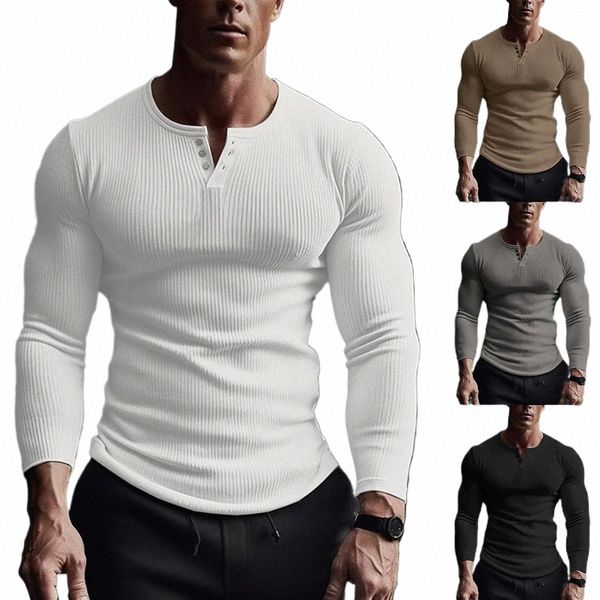 Mens Fitn Athletic Compri t Shirts Sports Base Layer Spandex Tops LG Sleeve High Elasticity Stand Collar F2RX #