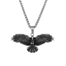 Collier hibou volant pour hommes, Punk Rock en acier inoxydable, étiquette d'aigle Animal, pendentif ailes, collier