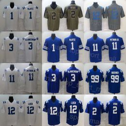 Football pour hommes 12 Andrew Luck Jerseys 3 Rodrigo Blankenship 11 Michael Pittman Jr 1 Pat McAfee 99 DeForest Buckner Salut au service Bleu Blanc Armée Vert Gris Équipe