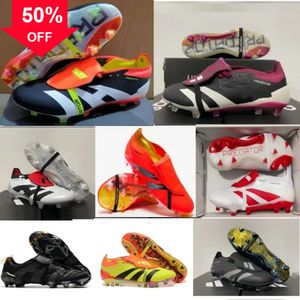 Mens voetballaarzen elite vouw vouw over tong mutator cleats mania kwelling versneller elektriciteit precisie fg voetbal schoenen kinderen jeugd mannen schoenplaatjes