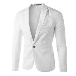 Veste de costume formelle pour hommes, uniforme d'affaires, veste de travail, haut solide, coupe régulière, robe de mariée blanche, veste pour hommes 240326