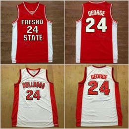 MENSE FRESNO State Paul George # 24 Collège Basketball Jerseys Vintage Red University Cousue Shirts S-XXL