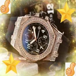 Orologio da uomo completamente funzionale con anello di diamanti, cronometro, movimento al quarzo da uomo, data automatica, orologio da polso intero maschile, relógios290I