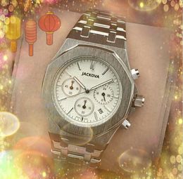 Heren Volledig functioneel Quarz Business Casual horloge 42 mm uur Handdisplay Luxe populair rubber fijn roestvrijstalen riem rose goud zilveren zwarte polshorloge cadeaus