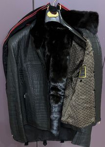 Manteaux de fourrure pour hommes hiver zilli manteau de veste en cuir de crocodile noir