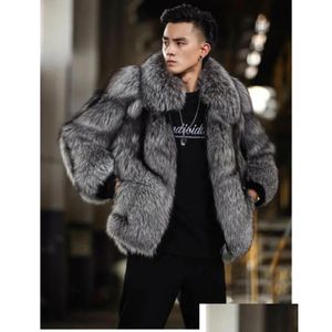 Heren fur faux luxe winter warme jassen mannen harige jassen uit het oog voor zwarte jas drop levering kleding kleding bovenkleding dhu2r