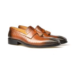 Hommes en cuir véritable Crocodile motif Oxford chaussures hommes gland robe de luxe Slipon mariage affaires nouvelle marque chaussures