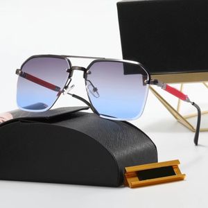 lunettes pour hommes lunettes de soleil carrées métaux demi-monture lunettes double nez cadre miroir jambe logo rouge mode habiller lunettes de soleil de conduite lunettes de soleil pour femmes boîte assortie