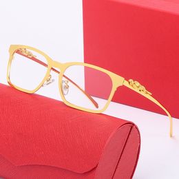 Heren glazen zonnebrillen ontwerpers luipaard metaal vrouwen halve frame rechthoek op recept glazen anti-blu-ray verkleuring heldere optische lenzen brillen lunette