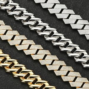 Mens gouden ketting 20 mm breed 3 rijen sieraden Iced Moissanite Diamond hiphop choker ketting Moissanite heren ketting Cubaanse gouden ketting armband link gratis verzending