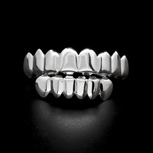 Mens Gold Grillz Tanden Set Mode Hip Hop Sieraden Hoge Kwaliteit Acht 8 Top Tand Zes 6 Bottom Grills 1181