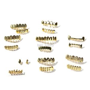 Ensemble de dents Grillz en or pour hommes, bijoux Hip Hop à la mode, haute qualité, huit 8 dents supérieures, Six 6 grilles inférieures