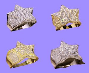 Heren Gold Ring Stones Hoogwaardige vijfpunten Star Fashion Hip Hop Silver Rings Sieraden1319300