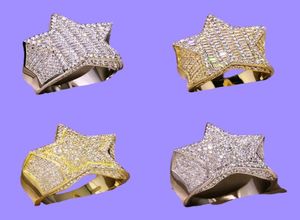 Mens Gold Ring Stones de haute qualité à cinq points d'étoile Fashion Hip Hop Silver Rings Bijoux1547527
