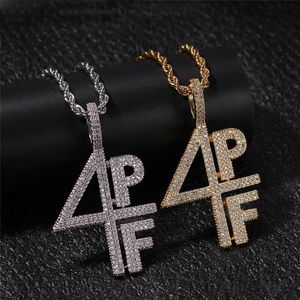 Heren Goud Verzilverd Ketting Iced Out Diamond 4PF Hanger ChainsLab Letter Nummer Rvs Hip Hop Bling Kettingen Jewelry2456