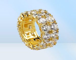Mens Gold Silver Stones Ring Fashion Hip Hop Bijoux Simulation Diamond Iced Out Anneaux 9533805