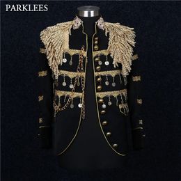 Mens Gold Tassels Court Prince Suite élégant veste de marque de marque Slim Fit Sampungunk Gothic Vintage Uniform Costume Homme 240102