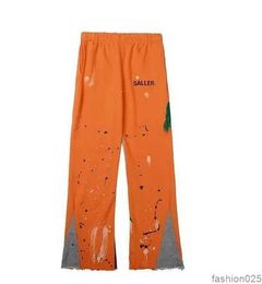 Mens Graffiti Pants Galleryse Depts Womens Sweatpants Galleryes Dept Speckled Letter Print Mans Casal Solto Versátil Casual Reto 3QYQW