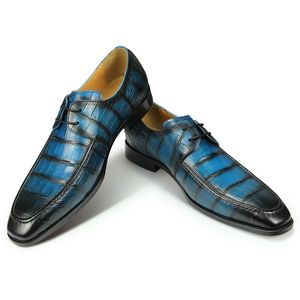 Heren Bruidegom Echte koesleerschoenen Zakelijke formele schoenen Stijlvolle Derby Dress Shoes Handmade Office Dagelijkse casual schoenen
