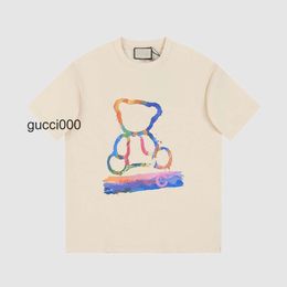 Mens gucc 24SS gglies Loose Graffiti ggs guccis gccci gu Summer Designer cci Tshirt Mode Luxe guc Classique Marque ci Digital guucci Print Worn Out Hole Cotto T4BE