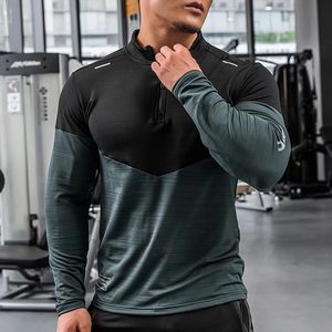 Mens Gym Compression Shirt Male Rashgard Fitness Fitness Long Manches Running Clothes Homme T-shirt Football Jersey Sportswear Dry Fit 240117